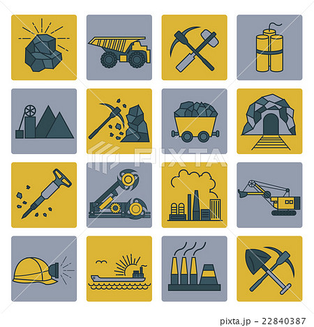 Coal mining icon set. Colour version design Coal mining icon set. Colour version design 22840387