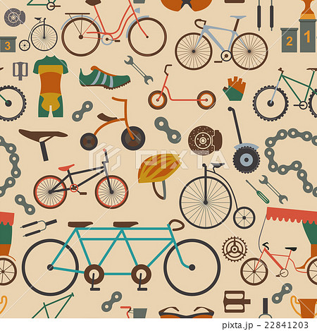 Bicycle seamless pattern. Colour flat design 22841203