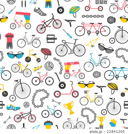 Bicycle Seamless Pattern Colour Flat Designのイラスト素材