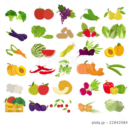 Fruits and vegetables. Nutrition. Icon set 22842084