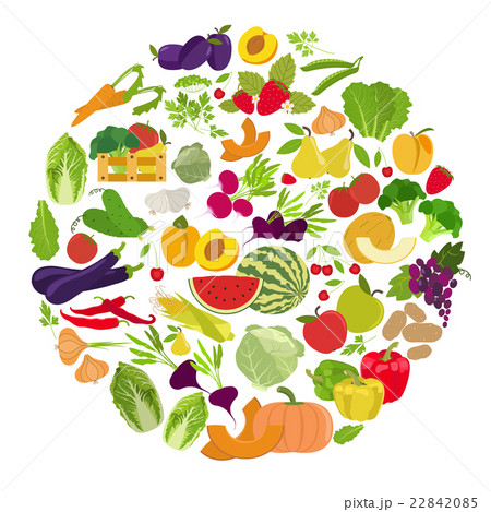 Fruits and vegetables. Nutrition. Icon set 22842085