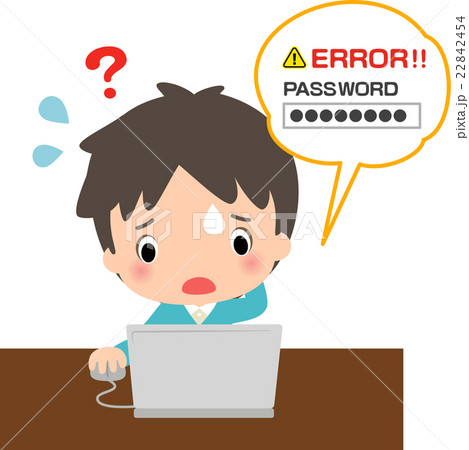 パスワードを間違えて焦る男性 パスワードを間違えて焦る男性 22842454