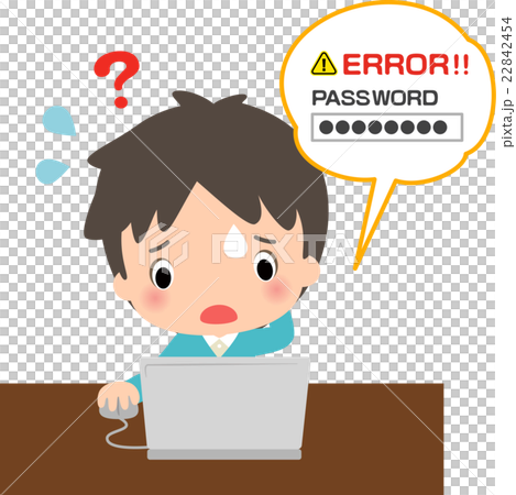 パスワードを間違えて焦る男性 パスワードを間違えて焦る男性 22842454