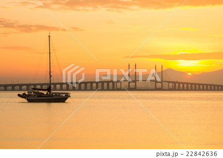 Sunrise in Penang Bridge, George Town, Malaysia Sunrise in Penang Bridge, George Town, Malaysia 22842636