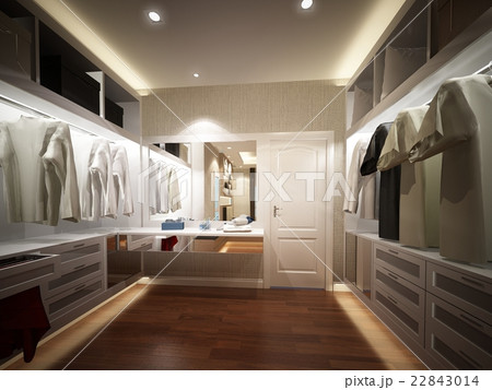 3d rendering of interior walk-in closet 3d rendering of interior walk-in closet 22843014