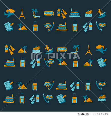 Vector set of travel icons Linear design 22843939