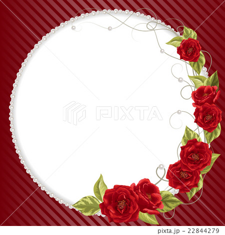 Delicate frame with roses and pearls 22844279