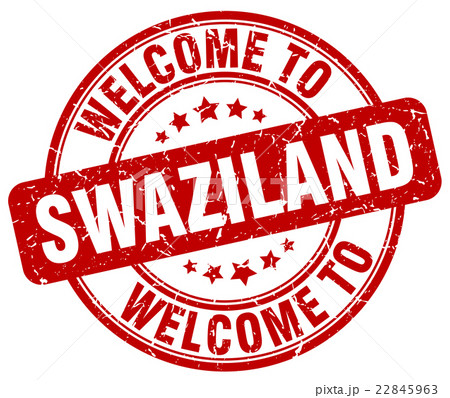 welcome to Swaziland red round vintage stamp 22845963