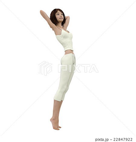 背伸びする若い女性 フィットネスシーン Perming3dcgイラスト素材のイラスト素材