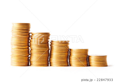 Gold coin stack isolated on white Gold coin stack isolated on white 22847933