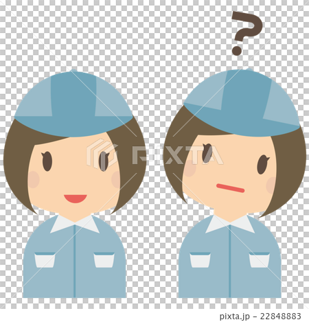 Female worker wearing a blue uniform hat 22848883