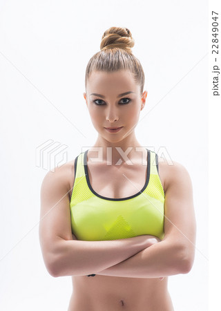 Cheerful healthy girl with trained body Cheerful healthy girl with trained body 22849047