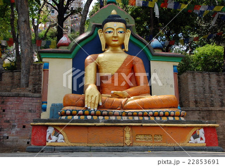 Buddha statue in Swayambhunath Monkey temple Buddha statue in Swayambhunath Monkey temple 22853691