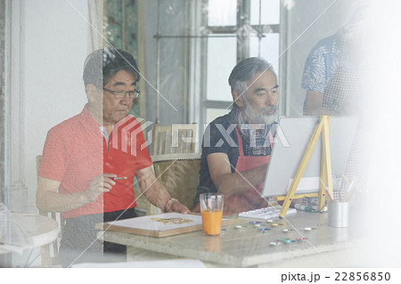 趣味を楽しむシニア　絵画 22856850