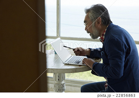 パソコン操作をするシニア男性 22856863