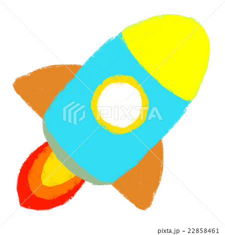 クレヨン 惑星 ロケットのイラスト素材