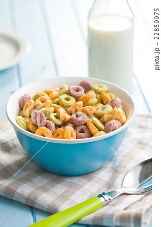 colorful cereal rings in bowl colorful cereal rings in bowl 22859975