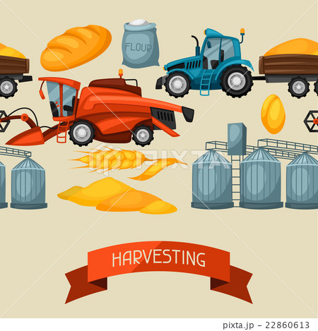 Agricultural seamless pattern with harvesting 22860613