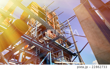 cranes beams on construction of industrial factory 22862733