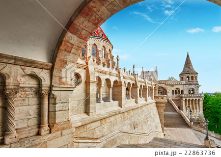 View on the Old Fisherman Bastion in Budapest. View on the Old Fisherman Bastion in Budapest. 22863736