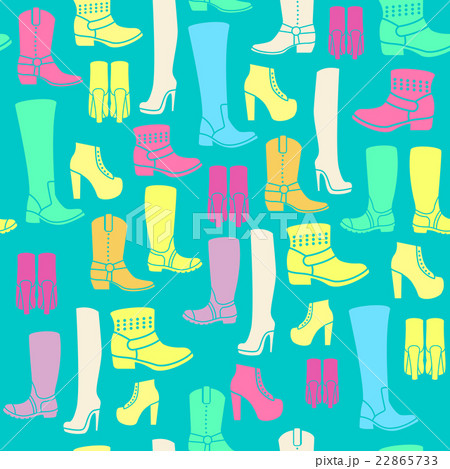 Seamless pattern with flat icons of womens shoes 22865733