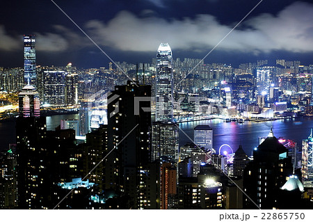 香港100万ドルの夜景 ビクトリアピークの写真素材