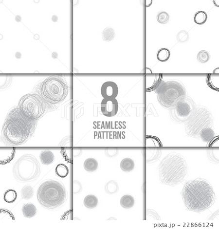 Scribble Circles Seamless Pattern Set 22866124