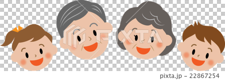 老夫婦と孫　笑顔　アイコン 22867254