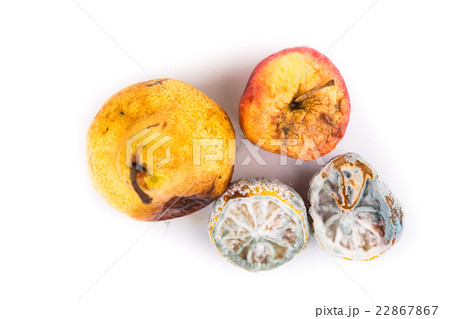 Rotten, moldy and decomposing lemon, apple, pear Rotten, moldy and decomposing lemon, apple, pear 22867867