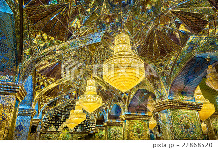 Interior of Shah Cheragh mosque in Shiraz - Iran Interior of Shah Cheragh mosque in Shiraz - Iran 22868520