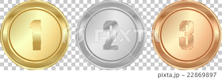 Vector round polished gold silver bronze medals 22869897