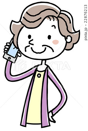 イラスト素材:電話をする女性 シニア イラスト素材:電話をする女性 シニア 22876213
