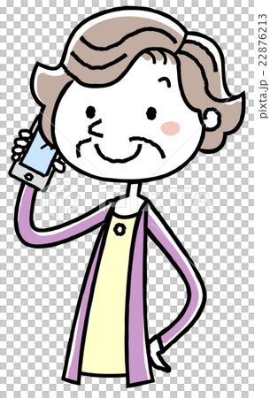 イラスト素材:電話をする女性 シニア イラスト素材:電話をする女性 シニア 22876213