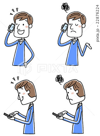 イラスト素材：スマートフォン　男性　バリエーション 22876224