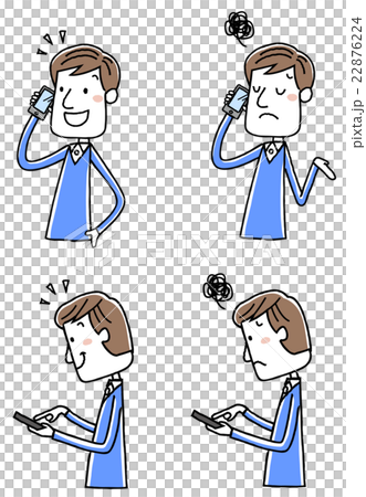 イラスト素材：スマートフォン　男性　バリエーション 22876224