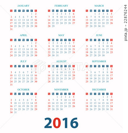Calendar for 2016 on White Background. Calendar for 2016 on White Background. 22876244