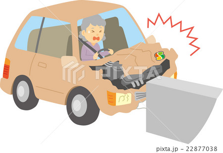 運転操作を誤り車をぶつける高齢ドライバー 22877038