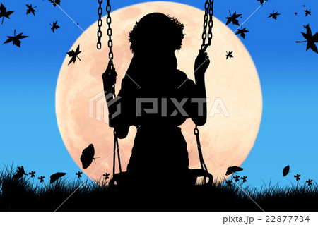 silhouette of cute girl play swing  22877734