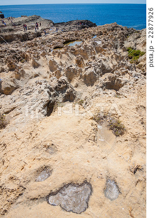 Salt crystallizes on the rocks at the Azure Window 22877926