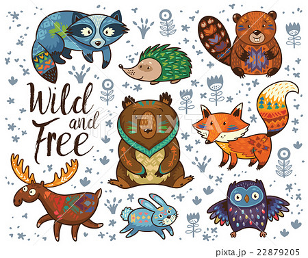 Wild and free. Woodland tribal animals vector set Wild and free. Woodland tribal animals vector set 22879205