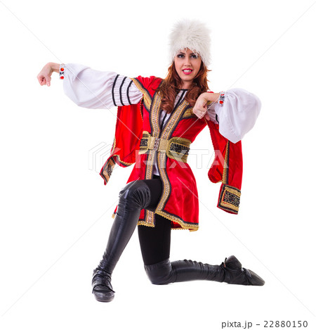 Handsome woman dancing lezginka 22880150