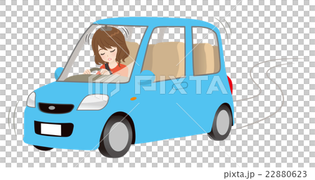 居眠り運転の女性　水色車 22880623