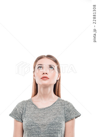 Beautiful young woman on white background 22881308