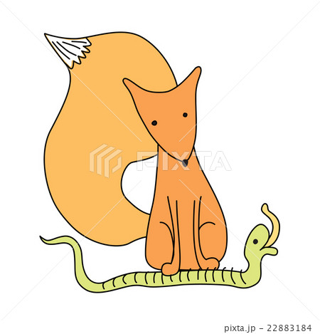 cartoon little fox with speech bubble 22883184