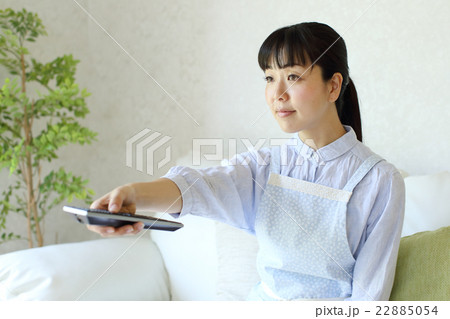テレビのリモコンを操作する主婦 テレビのリモコンを操作する主婦 22885054