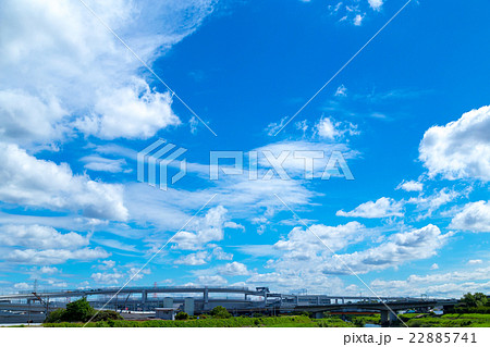 爽やかな空　梅雨の中休み　初夏の空と雲　いろんな雲　コピースペース　文字欄 22885741