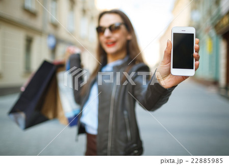 Online shopping concept -l woman with shopping bag 22885985