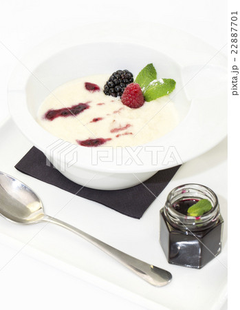 semolina with jam on a white background in the res semolina with jam on a white background in the res 22887701