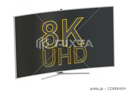 Curved 8K UltraHD TV, 3D rendering Curved 8K UltraHD TV, 3D rendering 22888404