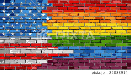 Brick Wall USA and Gay flags 22888914